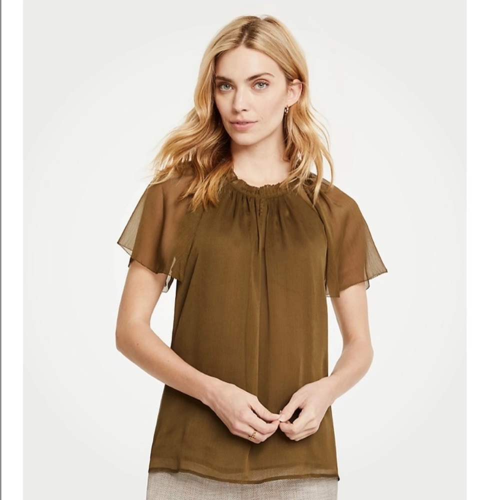 Pleated split neck top